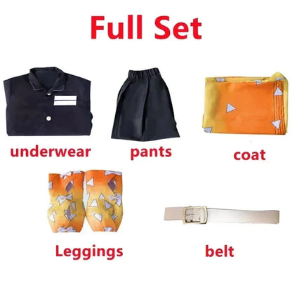 Costume cosplay Zenitsu Kimetsu no Yaiba Demon Slayer per adult e bambini, uniforme kimono per Halloween e feste cosplay.
