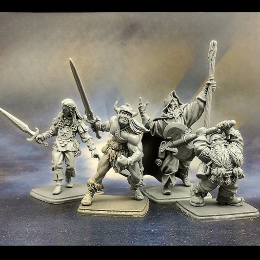 Set di 4 miniature in resina VicioLitchmyre Dungeon, figure fantasy dettagliate per giochi e collezioni.