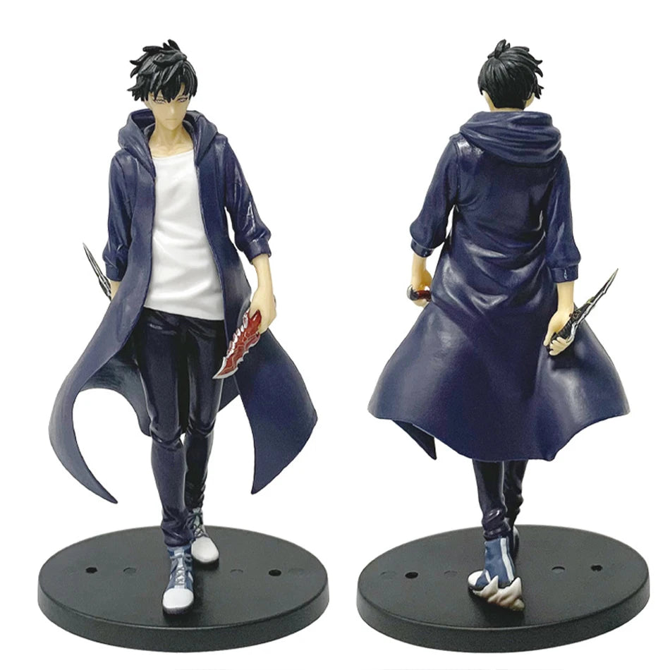 Action figure Sung Jinwoo Solo Leveling, versione anime, in PVC di 18cm, figura dettagliata con armatura e spada, Otaku Family Store