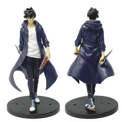Action figure Sung Jinwoo Solo Leveling, versione anime, in PVC di 18cm, figura dettagliata con armatura e spada, Otaku Family Store