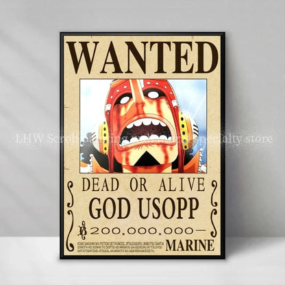 Figura d'azione One Piece Anime Wanted Notice in giallo, decorazione murale di alta qualità, prodotto Otaku Family Store Online
