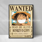 Figura d'azione One Piece Anime Wanted Notice Giallo, decorazione murale di alta qualità, dettagliata e colorata.