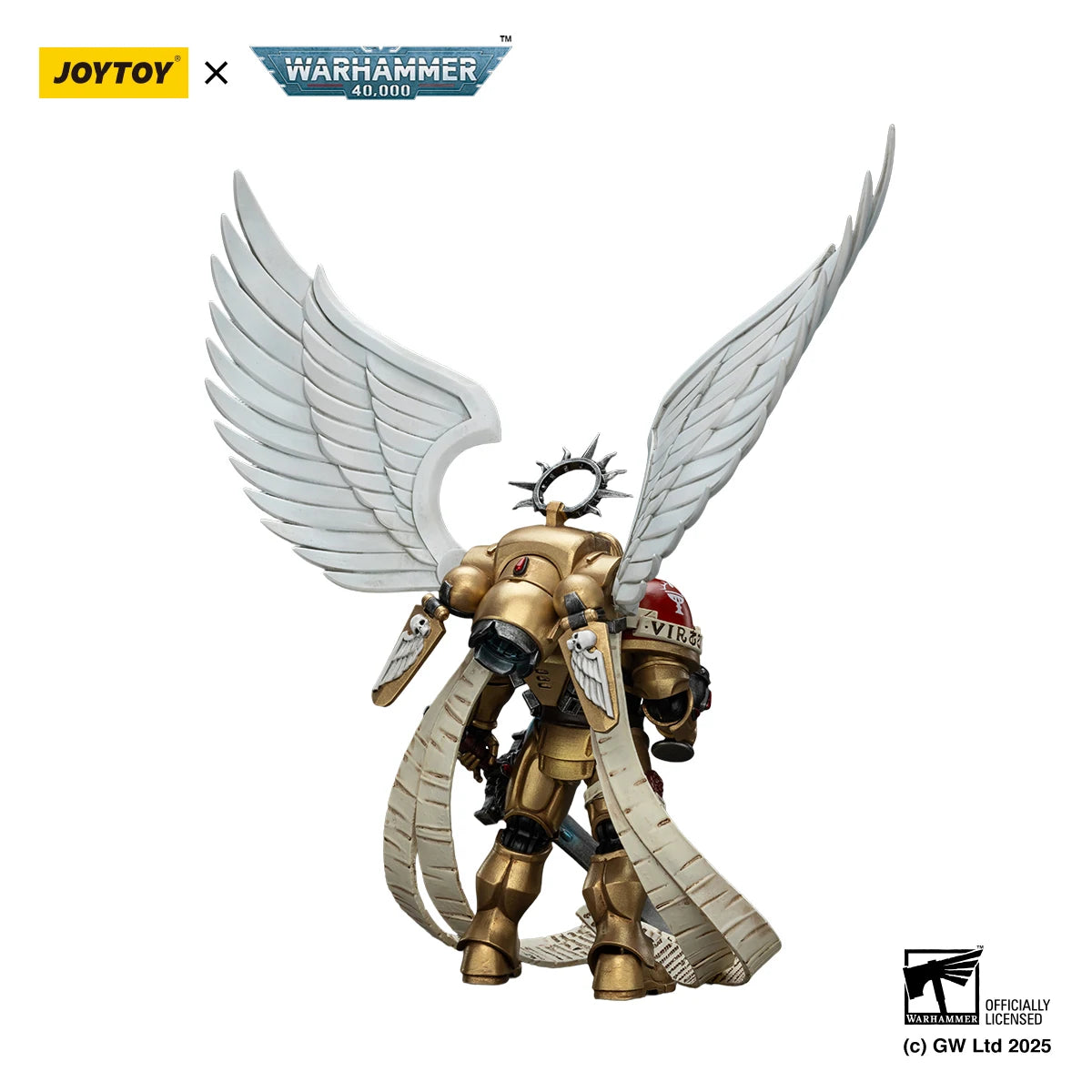 Figura d'azione Blood Angels Warhammer 40K Sanguinor con spada encarmine, dettagliata e in posa, marchio Otaku Family Store.