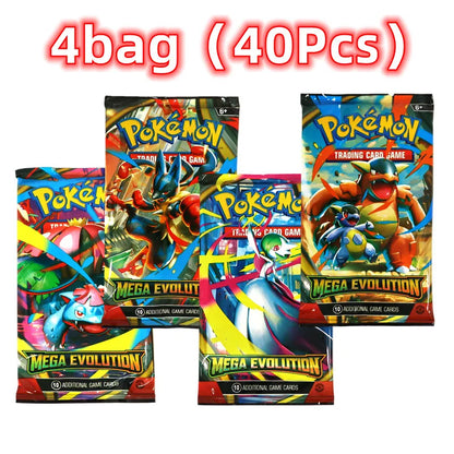 Set di 4 scatole di carte Pokémon TCG Booster Box – Mega Evolution, Phantasmal Flames, Ascended Heroes, con 36 bustine ciascuna.