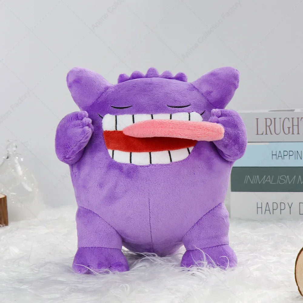 Peluche Gengar dei Pokémon, morbido e grande, in stile anime, perfetto come giocattolo o decorazione per fan di Mega Gengar.