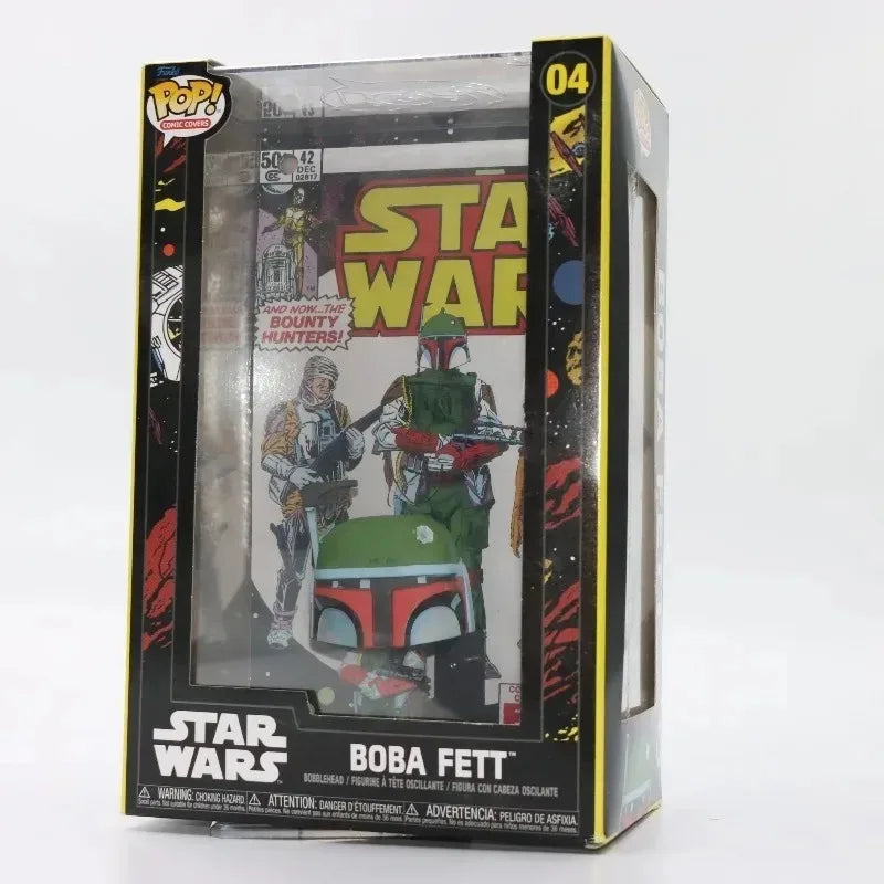 Funko Pop Star Wars Darth Vader e Obi-W-Wan Kenobi in stile cartoon, personaggi originali in statuette da collezione.