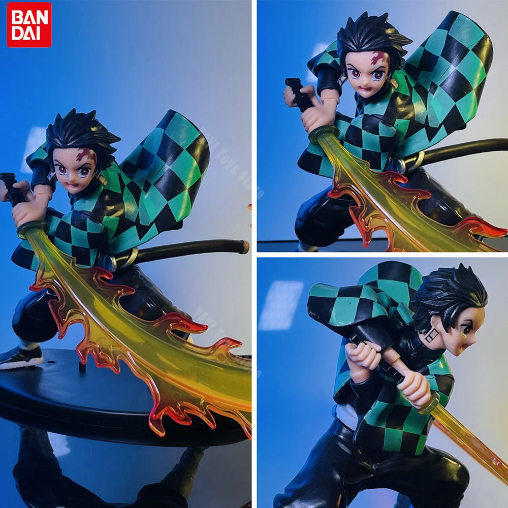 Figura d'azione Demon Slayer anime Tanjirou, Zenitsu e Kyoujurou, marchio Bandai, dettagli vivaci e pose dinamiche
