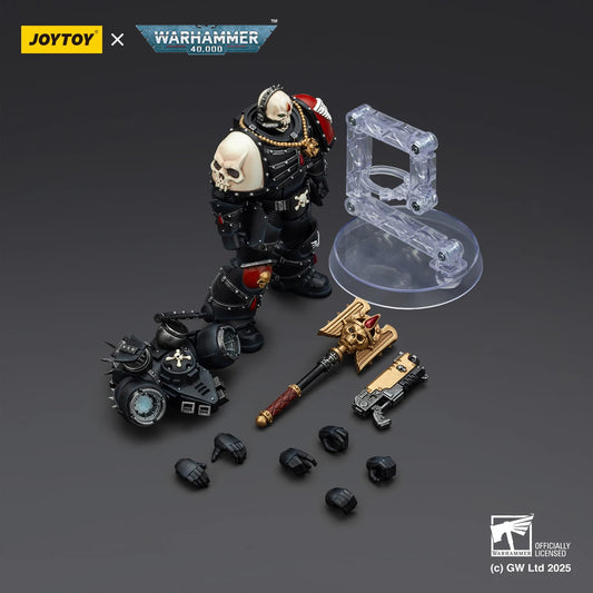 Action figure Warhammer 40k Blood Angels Lemartes con jump pack, crozius e pistola bolt, dettagli realistici e dinamici