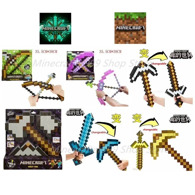 Spada e piccone 2-in-1 in plastica per cosplay Minecraft My World, modellino di Otaku Family Store Online.
