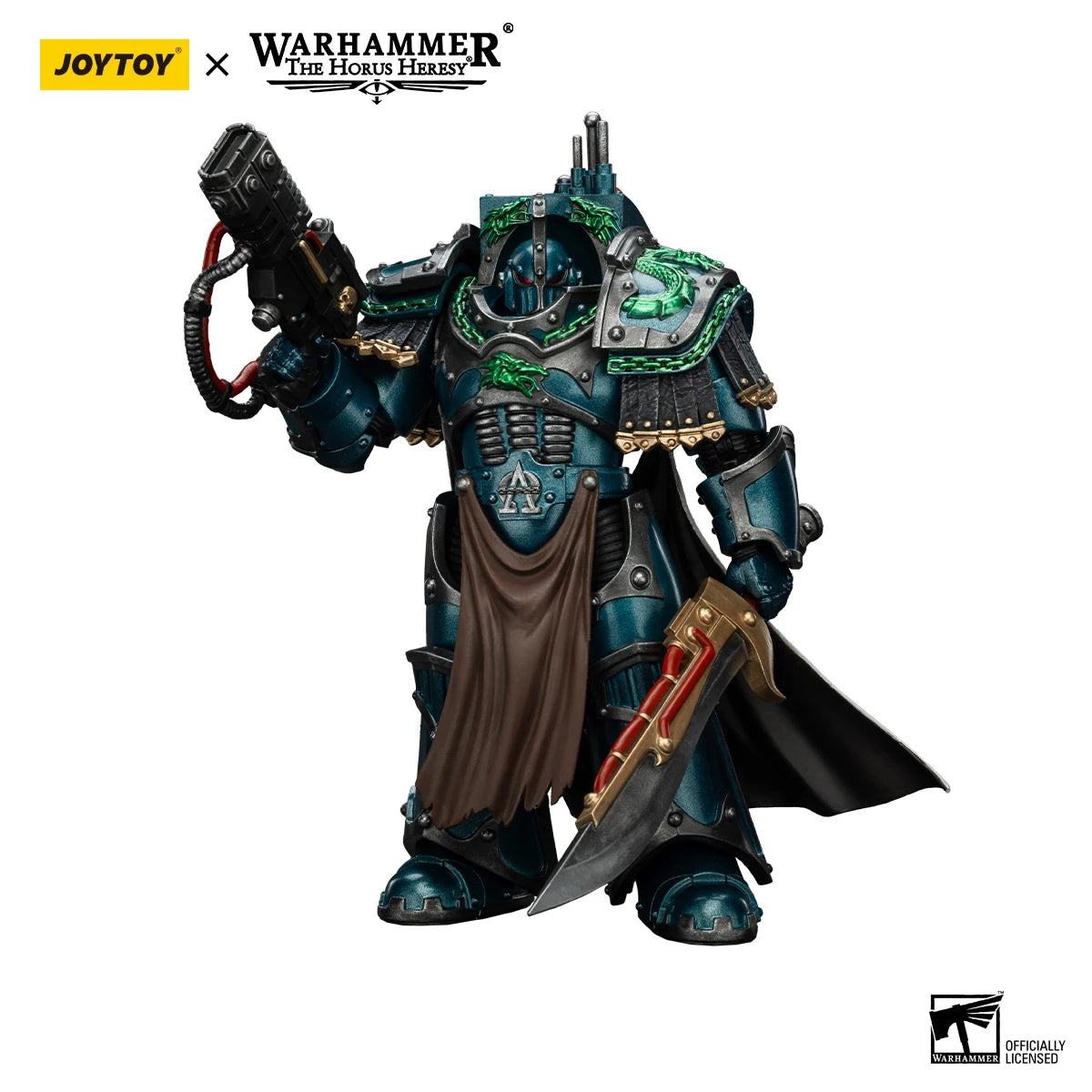 Miniatura Warhammer 40K Alpha Legion "The One Who is Many" Headhunter Prime, modello in scala 1/18, in dettaglio con armi e armatura.