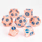 Set di 7 dadi poliedrici in metallo della collezione mista Otaku Family Store per giochi di ruolo D&D.