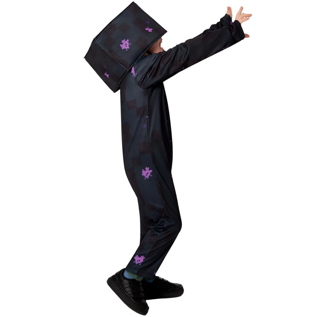 Costume cosplay Enderman bambino nero deluxe, abito da zombie classico nero per feste di Halloween, dettagli realistici e spaventosi
