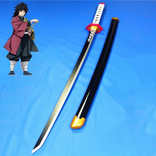 Spada katana da cosplay di Demon Slayer di 41 pollici, stile ninja anime, con lama nera e dettagli decorativi, per costumi cosplay.