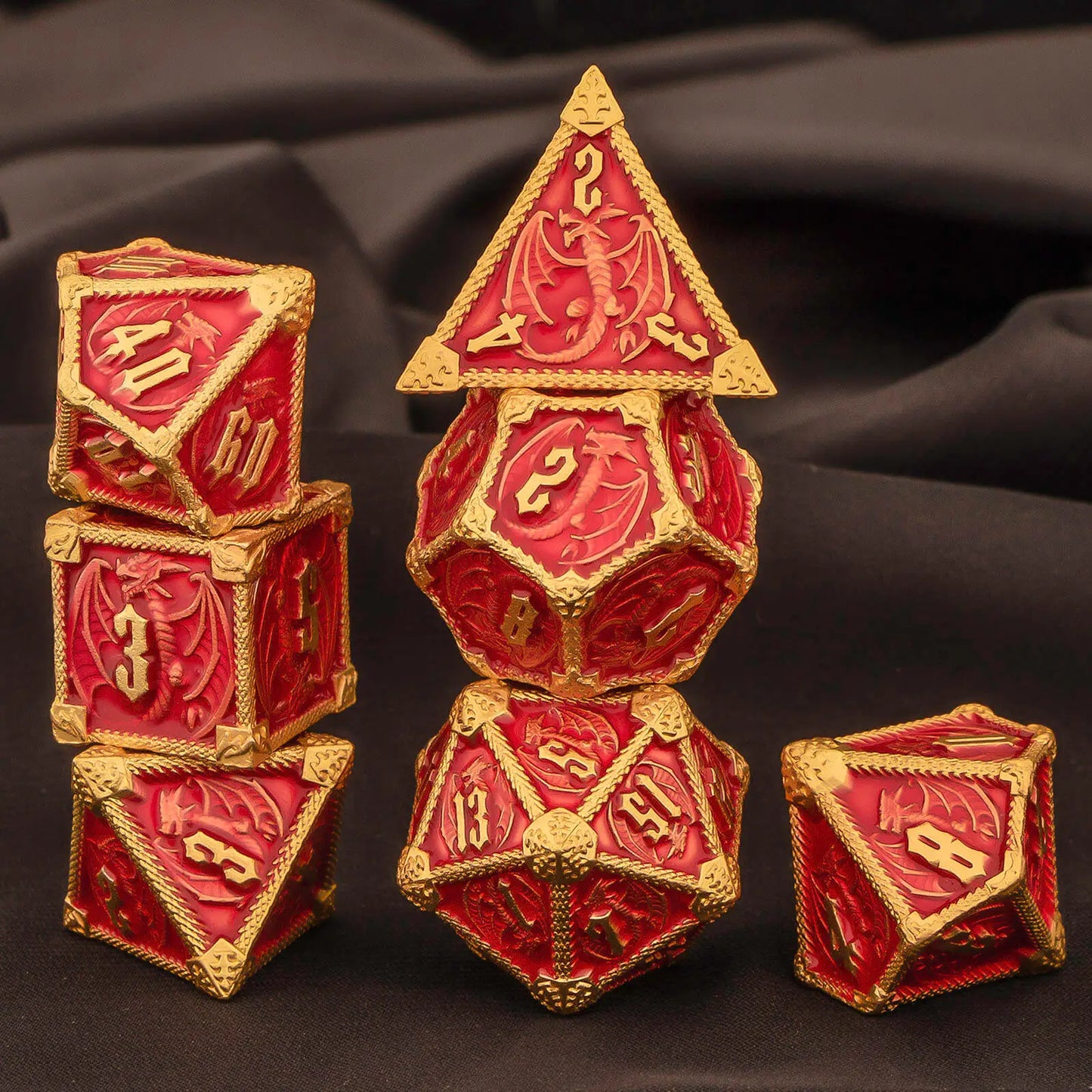 Set di dadi poliedrici in metallo per giochi di ruolo come Dungeons & Dragons, con 7 pezzi di Otaku Family Store Online