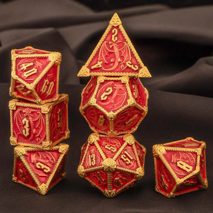 Set di dadi poliedrici in metallo per giochi di ruolo come Dungeons & Dragons, con 7 pezzi di Otaku Family Store Online