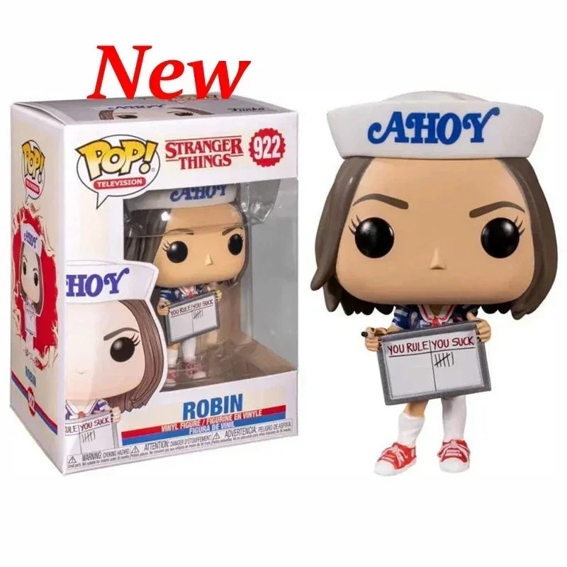 Funko Pop Stranger Series Eddie, Dustin, Steve, Robin ed Eleven in vinile, personaggi della serie TV in stile collezione.