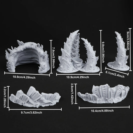 Set di miniature di alieno fantascientifico per gioco di ruolo, con scena di nido Zerg e dettagli realistici per tabletop RPG.