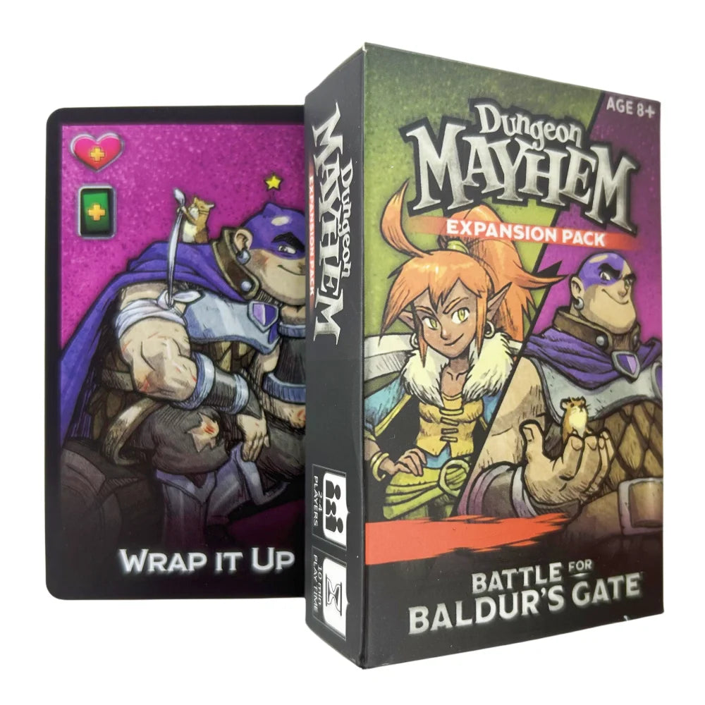 Gioco di carte Dungeon Mayhem, gadget Otaku Family Store, con 3 varianti di sfida rapida, immagini di carte e scatola del gioco