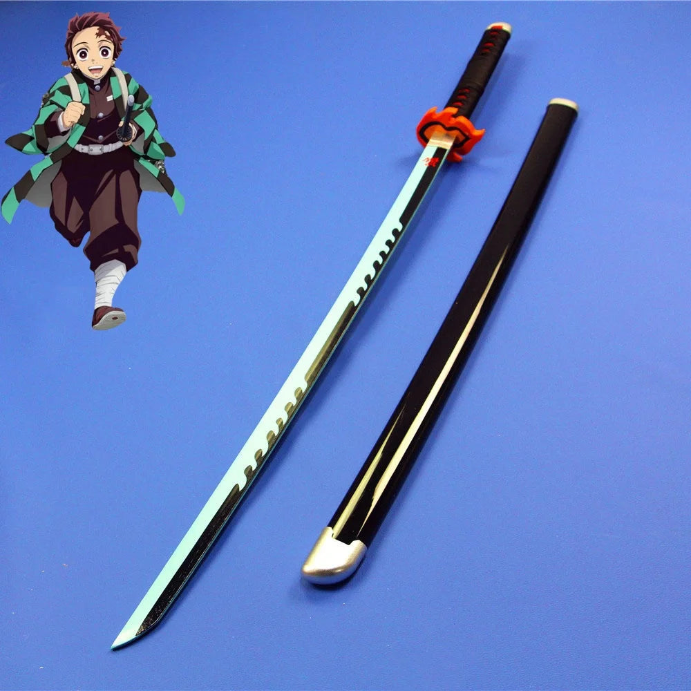 Spada cosplay Demon Slayer da 41 pollici, katana anime ninja, manico nero e lama dettagliata, perfetta per cosplay e collezioni.