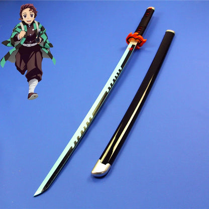 Spada cosplay Demon Slayer da 41 pollici, katana anime ninja, manico nero e lama dettagliata, perfetta per cosplay e collezioni.