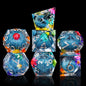 Set di 6 dadi in resina liquida con bordi affilati, gadget RPG della collezione Otaku Family Store Online.