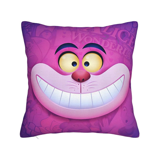 Copripiumino con fantasia di Cheshire Cat di Alice nel Paese delle Meraviglie, cotone, 45x45 cm, decorativo e carino.