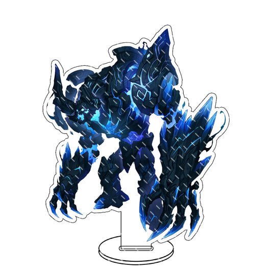 Supporto in acrilico Solo Leveling Sung Jin-Woo, gadget collezionabile, con figura dettagliata del personaggio anime.