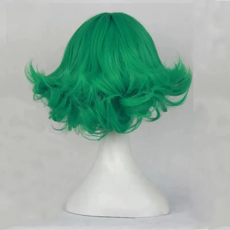 Parrucca cosplay Senritsu no Tatsumaki di One Punch Man, corti e ondulate, resistente al calore, sintetica, lunga 30cm, Otaku Family Store