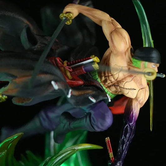 Figura action Roronoa Zoro One Piece, 24 cm, PVC luminosa, dettagliata, personaggio anime, Otaku Family Store