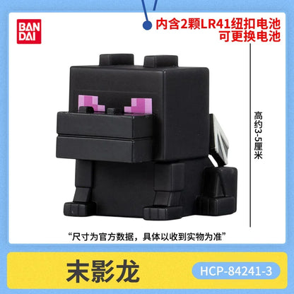 Figura da collezione LED Minecraft Bandai Namco con Steve, Zombie, Ender Dragon e scheletro, gadget ricaricabile e dettagliato.