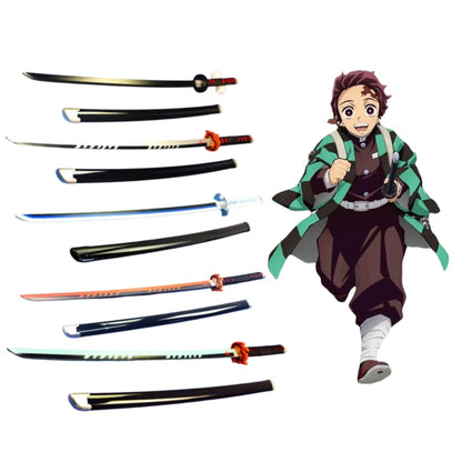 Spada katana da cosplay di Demon Slayer, lunghezza 41 pollici, con lama nera e dettagli rossi, perfetta per cosplay anime.