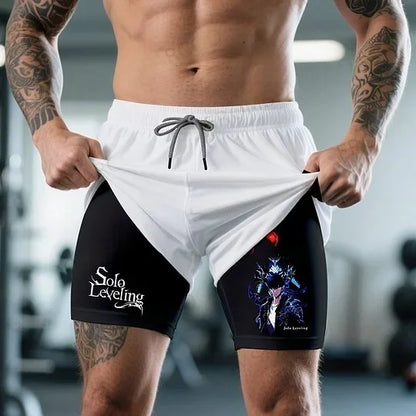 Gadget short ufficiali Solo Leveling Y2K Summer Streetwear, design colorato e stilizzato, perfetto per look estivi alla moda.