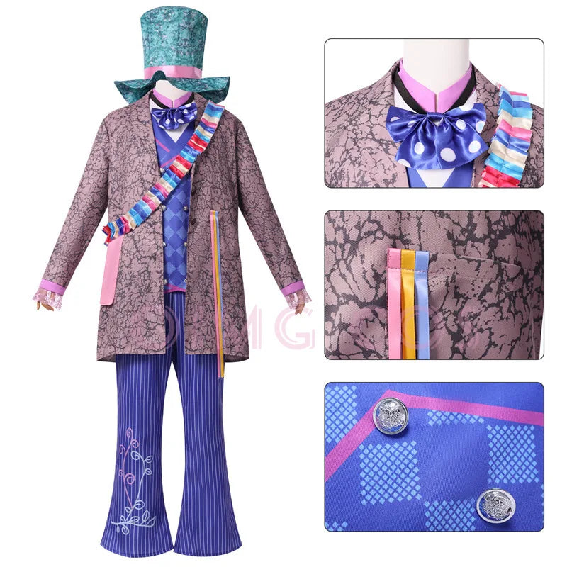Costume cosplay Alice nel Paese delle Meraviglie Cappellaio Matto Otaku Family Store Online, dettagli colorati e fantasiosi