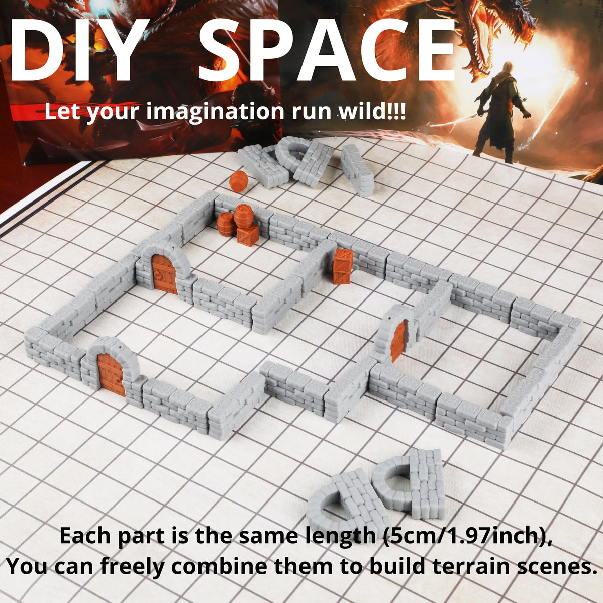 Gadget Le Mura del Dungeon Ti Attendono in 28mm, dettaglio di una scena di gioco fantasy, prodotto da Otaku Family Store Online