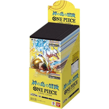 Carte del bundle One Piece Card Game – Booster Box Romance Dawn, edizione giapponese, con immagini di personaggi e dettagli delle carte.