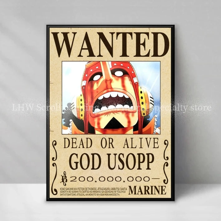 Figura d'azione One Piece Anime Wanted Notice, alta qualità, decorazione murale gialla, brand Otaku Family Store Online