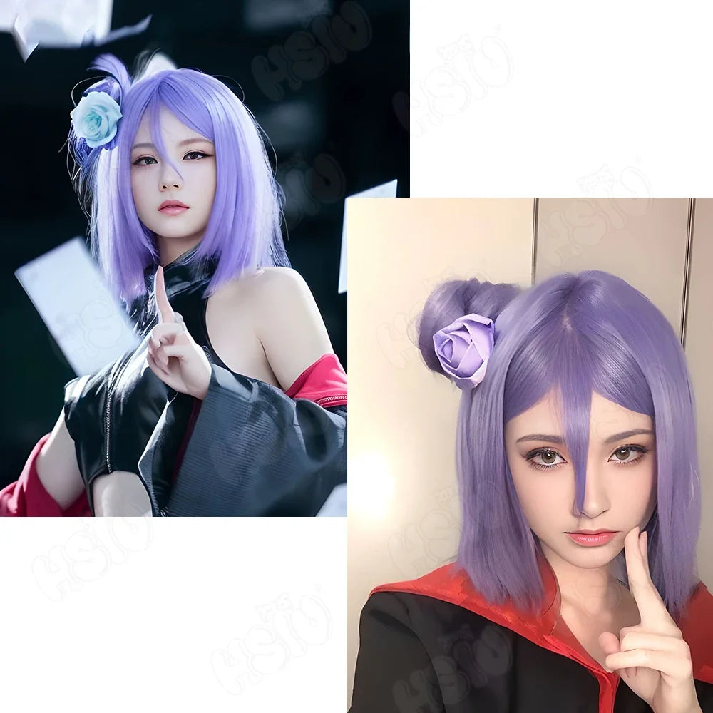 Costume cosplay Konan dell'Akatsuki in stile origami, completo di dettagli realistici, ideale per fan di Naruto e cosplay.