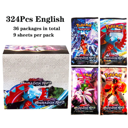 Lotto di 36 bustine Pokémon TCG Otaku Family Store con 324 carte, scatola display per collezionisti e giocatori.