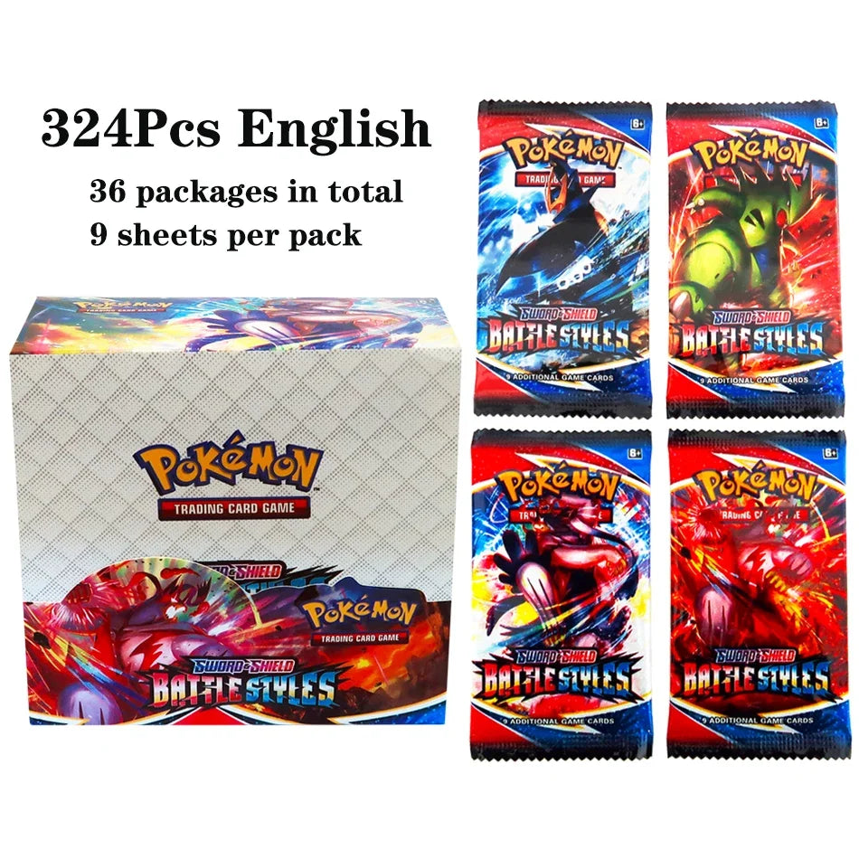 Scatola di 36 bustine di carte Pokémon TCG Otaku Family Store Online, con 324 carte da gioco in lingua inglese, display box.