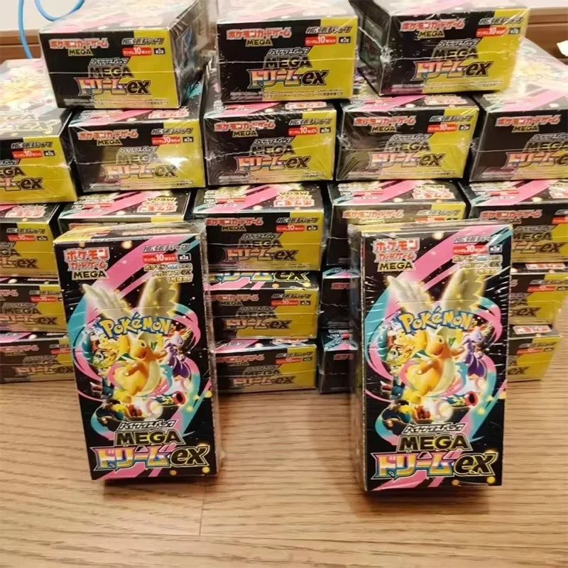 Carte Pokémon TCG Mega Dream EX Golden Box giapponese, set di carte collezionabili con dettagli dorati e illustrazioni vibranti.