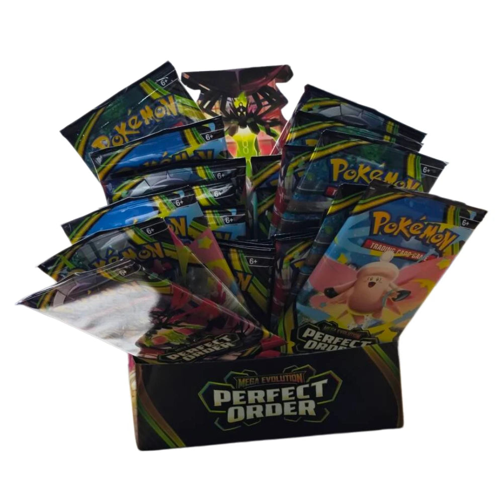 Immagine di un set di carte Pokémon Mega Evolution PERFECT ORDER Series, bundle di booster box, brand Otaku Family Store Online.