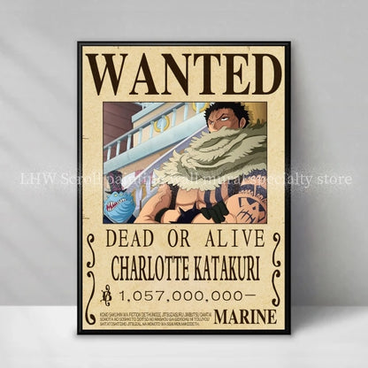 Figura d'azione One Piece Anime Wanted Notice Giallo, decorazione murale di alta qualità, prodotto Otaku Family Store Online