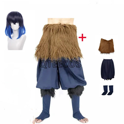 Costume cosplay Demon Slayer Hashibira Inosuke di Bilibili con maschera e dettagli realistici, prodotto da Otaku Family Store Online