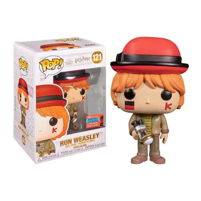 Figurine Funko Pop Harry Potter con personaggi come Hermione, Ron, Malfoy, Dumbledore, Hedwig e Patronus, in stile collezione Otaku.