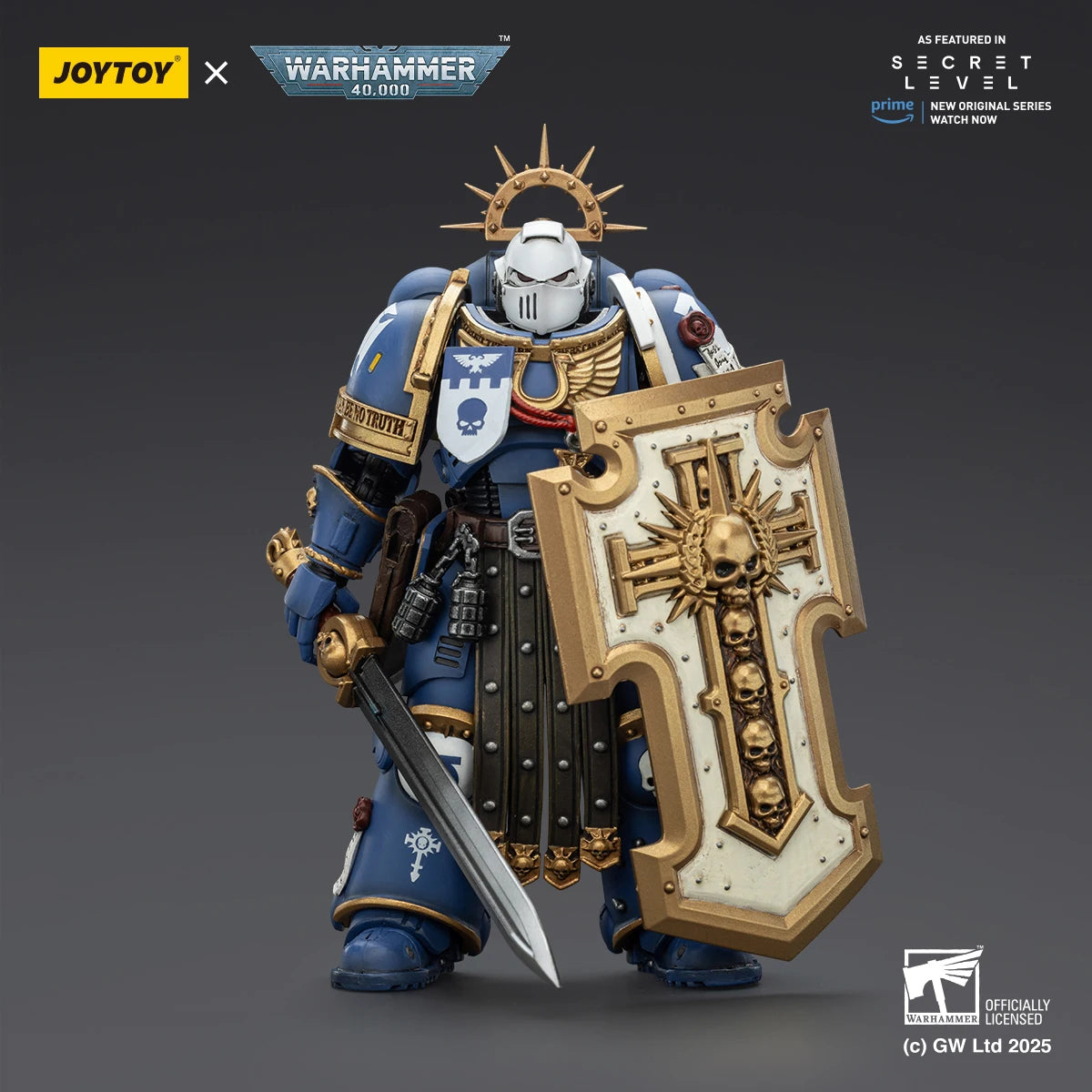 Figura d'azione Warhammer 40K Ultramarine Guilliman Titus Metaurus Chaplain Biologis Calgar Varus MKIII in stile 1/18, dettagliata e realistica