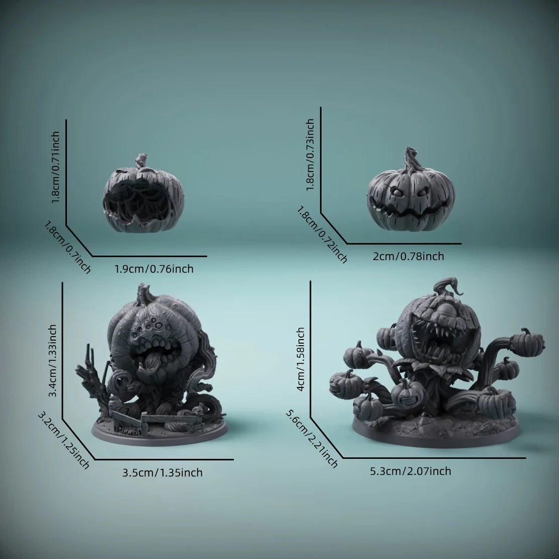 Miniature modelli di zucche mostro in resina per Halloween, gadget per giochi di ruolo e regali di Halloween.