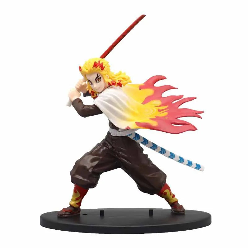 Figura d'azione Demon Slayer con Tanjirou, Zenitsu e Kyoujurou, dettagliata e colorata, marchio Bandai, perfetta per collezionisti anime.