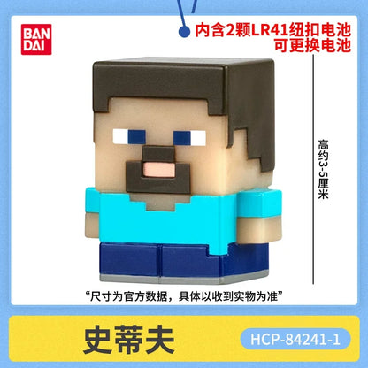 Figura da collezione LED Minecraft di Bandai Namco, include Steve, Zombie, Ender Dragon e Scheletro, gadget per appassionati di videogiochi
