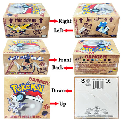 Booster box di carte Pokémon Fossil Otaku Family con Aerodactyl, Lapras e Zapdos, edizione da collezione proxy, immagini delle carte.