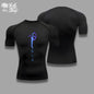 Maglietta sportiva Jin Woo Compression Shirt Solo Leveling Anime in tessuto elastic, design muscoloso, marca Otaku Family Store Online
